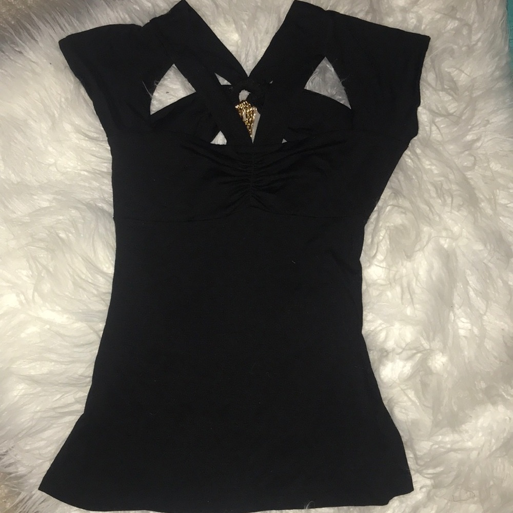 Marciano gold chain backless top sexy cutout Sz  S